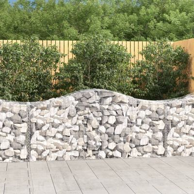 Balcony Raised Bed Planter Gabion with High Arch, 200 x 50 x 80/100 cm, Galvanized Iron