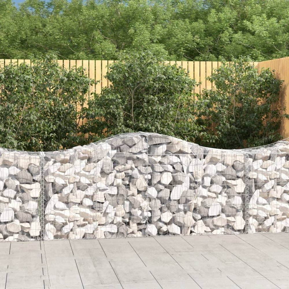 Balcony Raised Bed Planter Gabion with High Arch, 200 x 50 x 80/100 cm, Galvanized Iron