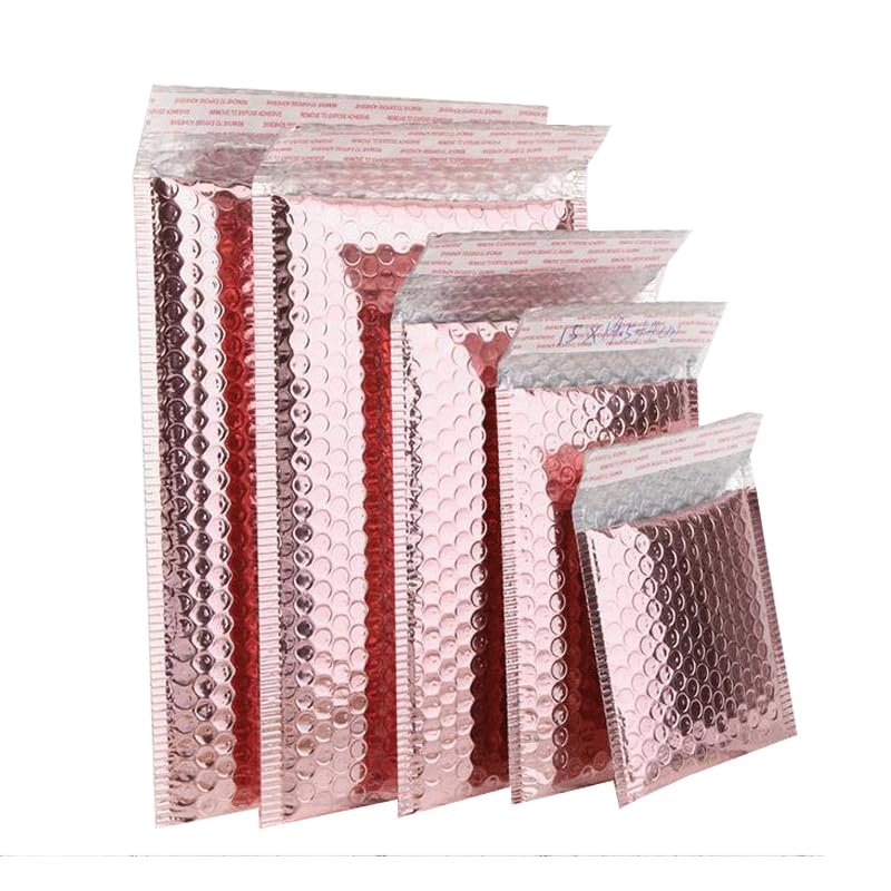 Rose Gold Metallic Bubble Mailers, 10-Pack, 8 Sizes