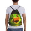 OrcoW Lovely Tree Frogs Printed Waterproof Drawstring Backpack, Sports Gym Sack, String Bag for Men and Women, Black, M view 2