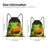 OrcoW Lovely Tree Frogs Printed Waterproof Drawstring Backpack, Sports Gym Sack, String Bag for Men and Women, Black, M view 4