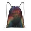 OrcoW Holographic Dreams Printed Drawstring Bag, Waterproof Gym Sackpack, String Bag for Men and Women, Black, S view 1