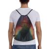 OrcoW Holographic Dreams Printed Drawstring Bag, Waterproof Gym Sackpack, String Bag for Men and Women, Black, S view 2