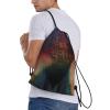 OrcoW Holographic Dreams Printed Drawstring Bag, Waterproof Gym Sackpack, String Bag for Men and Women, Black, S view 3