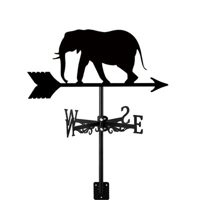 Elephant Stainless Steel Weather Vane for Garden and Yard, Black Retro Design