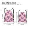 OrcoW Pink Diamond-Pattern Drawstring Backpack, Waterproof Sports Gym Sack, Black, M view 4