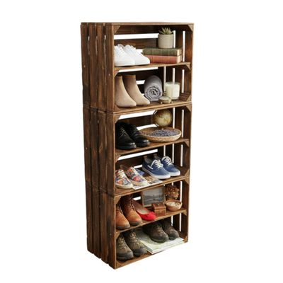 Teramico Flamed Wooden Crates, 50 x 40 x 30 cm, Set of 3