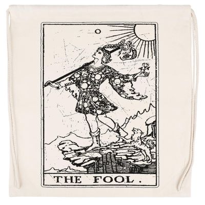 Luxogo The Fool Tarot Card Beige Unisex Gym Drawstring Bag
