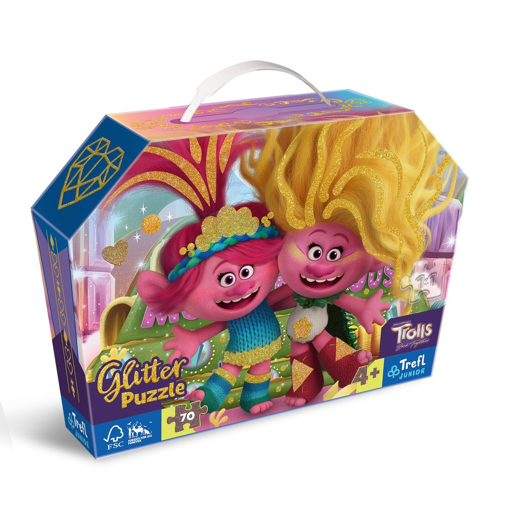 Trefl Junior Trolls Band Together Glitter Trolls 70-Piece Glitter Puzzle