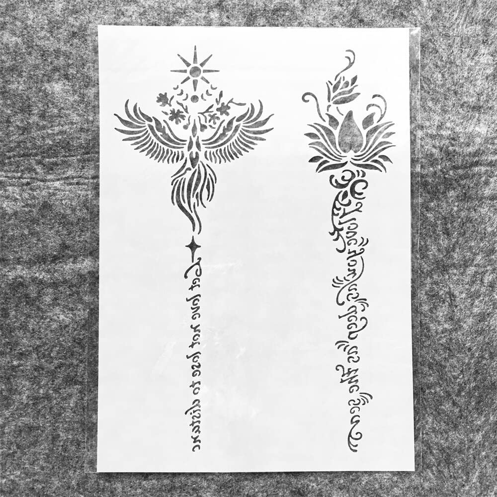 Reusable Painting Stencils for Wood, A4, 29 x 21 cm, Words, Reed, Phoenix