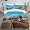 RCKLCY Kids’ Train Duvet Cover Set, 3-Piece, 3D Print, 100% Microfiber, 135 x 200 cm view 1