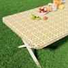 misaya Rectangular Vinyl Tablecloth with Elastic Edge, Gold, 30 x 48 in, for Folding Tables view 1