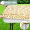 misaya Rectangular Vinyl Tablecloth with Elastic Edge, Gold, 30 x 48 in, for Folding Tables view 2