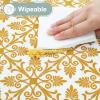 misaya Rectangular Vinyl Tablecloth with Elastic Edge, Gold, 30 x 48 in, for Folding Tables view 4