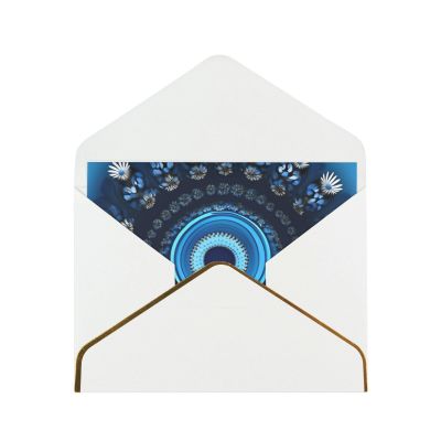 Blue Mini Floral Swirl Card for Weddings, Friendship, and Holidays