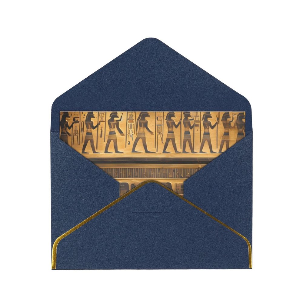 FRESQA Egyptian Hieroglyphs Greeting Card, Ideal for Weddings, Friendship, and Holidays, Premium Pearlescent Paper