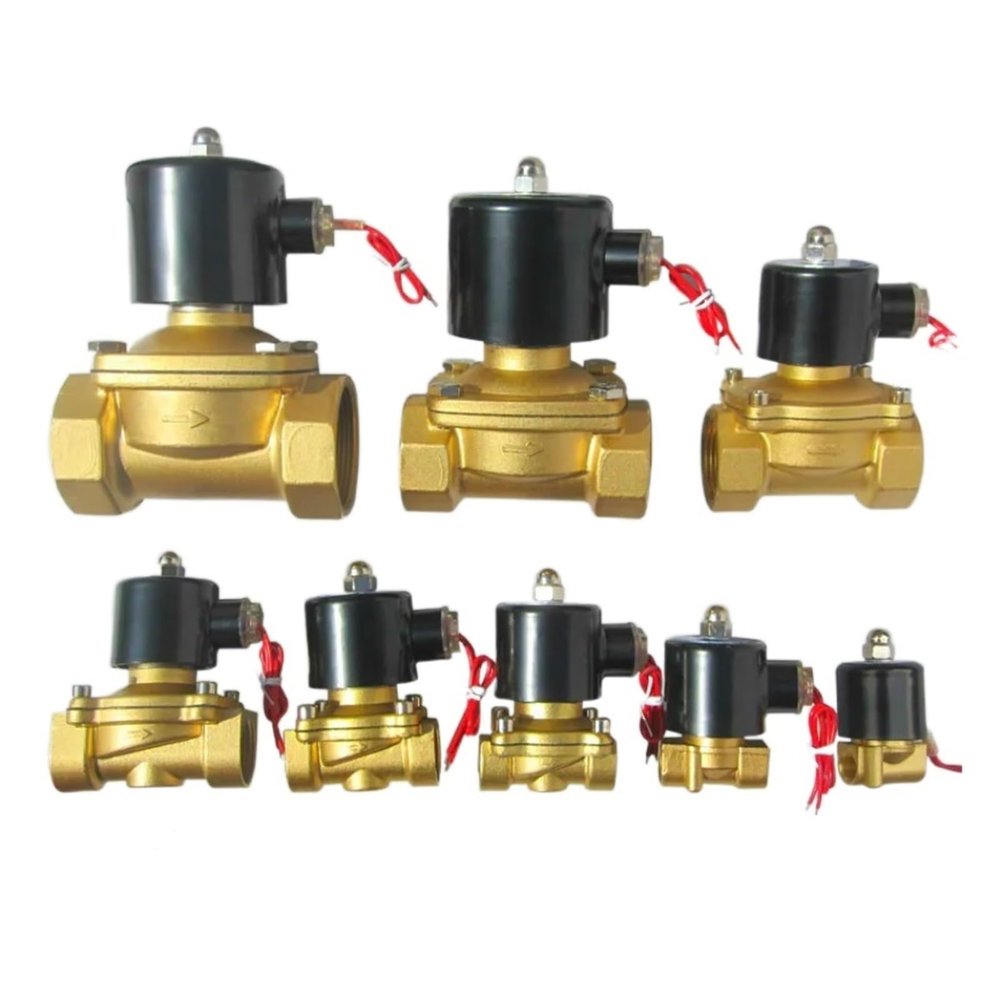 SSIMOO 1/4"–2" Brass Electric Solenoid Valve, 220 VAC / 24/12 VDC, Normally Closed, Semi-Direct Lift, Water Heater (2 in, AC220V)