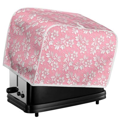 Kuiaobaty Floral 2-Slice Toaster Cover, Pink with White Flowers and Hook