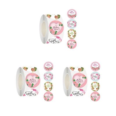 Mother's Day Stickers, Round, 3.8 cm Diameter, for Envelopes, Party Supplies and Decorations, Style 1, Style A, 3 Pieces