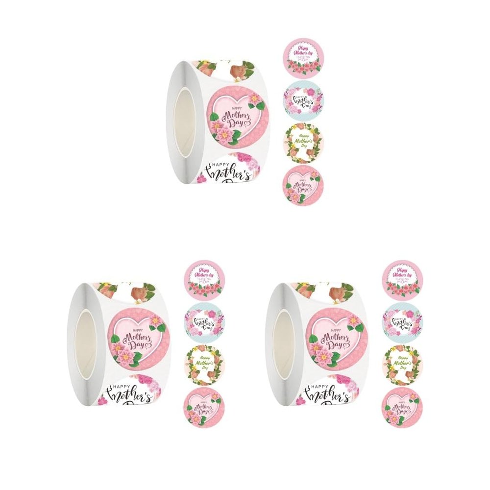 Mother's Day Stickers, Round, 3.8 cm Diameter, for Envelopes, Party Supplies and Decorations, Style 1, Style A, 3 Pieces