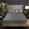 SASIGAYA Silver Gray Satin Fitted Sheet, 180 x 200 cm, for Mattresses up to 25 cm view 2