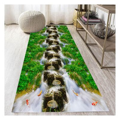 Siunwdiy Green Carpet Runner 50 x 400 cm, Non-Slip Hallway and Kitchen Runner