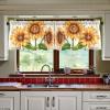 ALAZA Linen Kitchen Tier Curtains, 24 Drops, Sunflower Bouquet, 2 Panels view 1