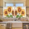 ALAZA Linen Kitchen Tier Curtains, 24 Drops, Sunflower Bouquet, 2 Panels view 3