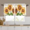ALAZA Linen Kitchen Tier Curtains, 24 Drops, Sunflower Bouquet, 2 Panels view 4