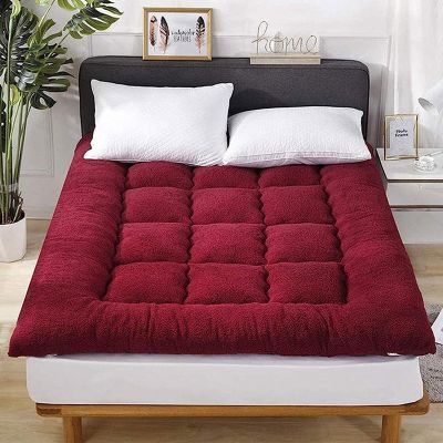 Foldable Plush Futon Mat, Full Size, Thick Tatami Mattress Topper for Adults and Children, Non-Slip Quilted Floor Mattress, Single/Double Options (Size: 90 x 200 cm)