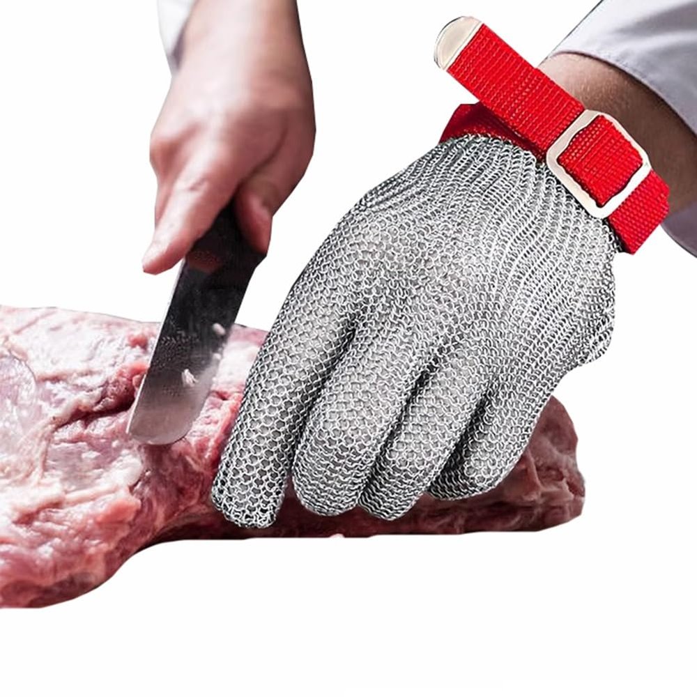 TvyEs Cut-Resistant Chainmail Glove, Food-Grade Stainless Steel Mesh, Size L/A, 1-Pack