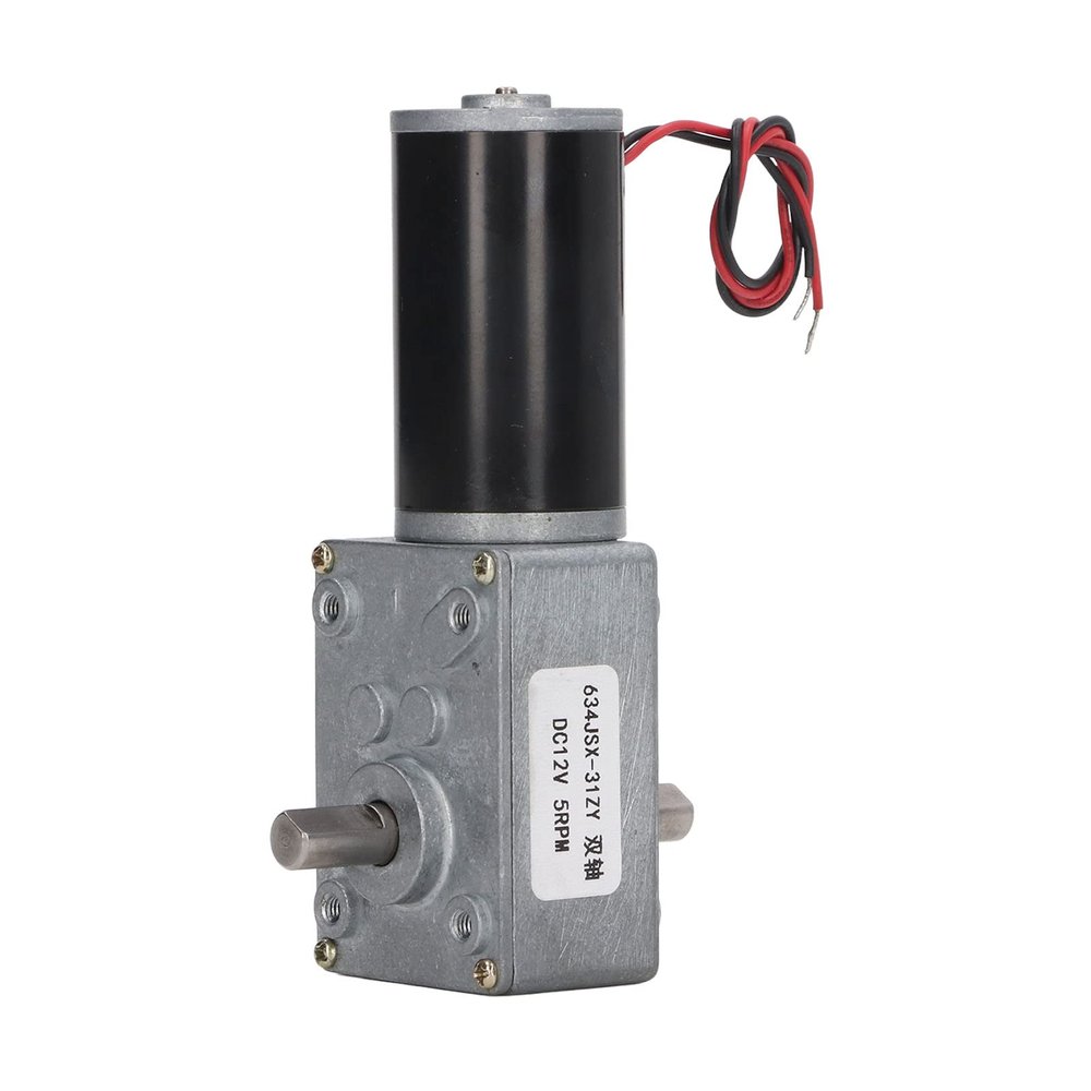 12 V DC Worm Gear Motor, 5 RPM, High Torque, CW/CCW