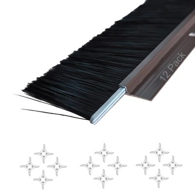 Retsun 12-Pack Brown Door Brush Seals for Garage Roll-Up Doors, 6.3 x 30.5 cm