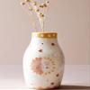 MOUGIGI Unique Ceramic Vase, Cute Boho Decor, Small Cream Vase for Dried Flowers or Single Buds, Sun and Moon Face Design view 1