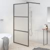 Homgoday Walk-In Shower Screen 100 x 195 cm, Matte Tempered Glass, Black, Model 151878 view 1