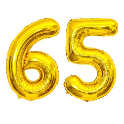 YFHVJTKO 40-Inch Gold Number 65 Foil Balloons for 65th Birthday Party Decor
