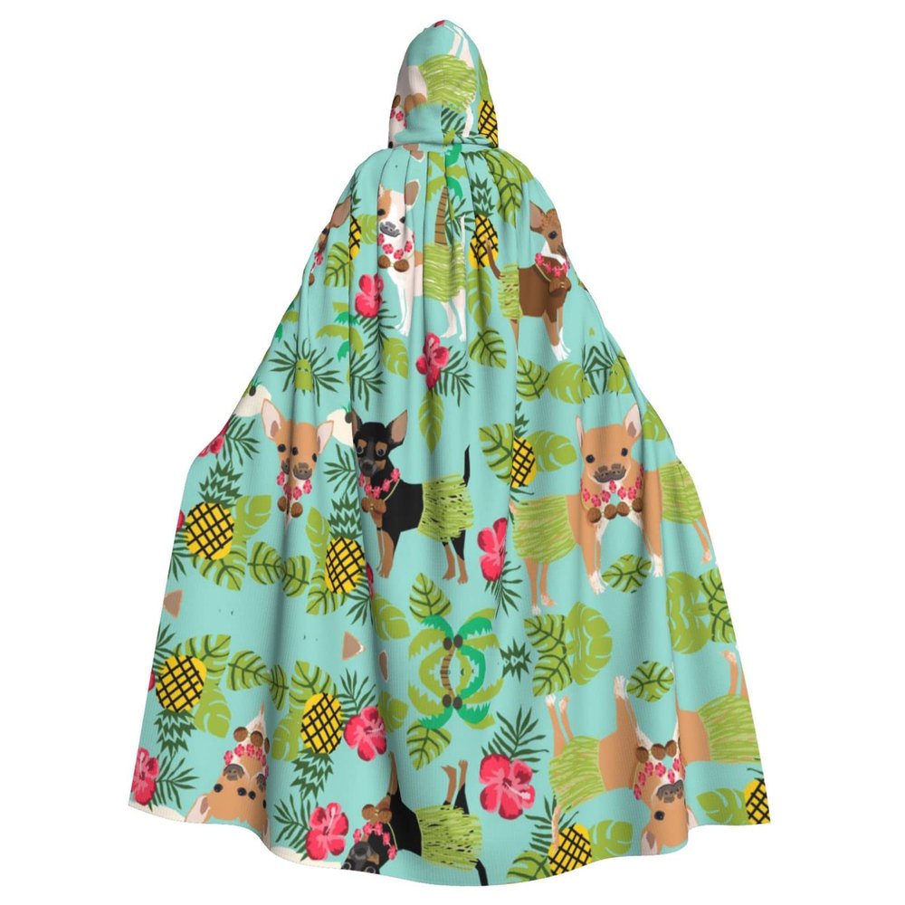 Jadery Chihuahua Dog Pineapple Halloween Hooded Cape Costume for Adults