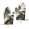 Oven Mitts with Chinese Landscape Print, Heat-Resistant, Nonslip, 1 Pair view 2