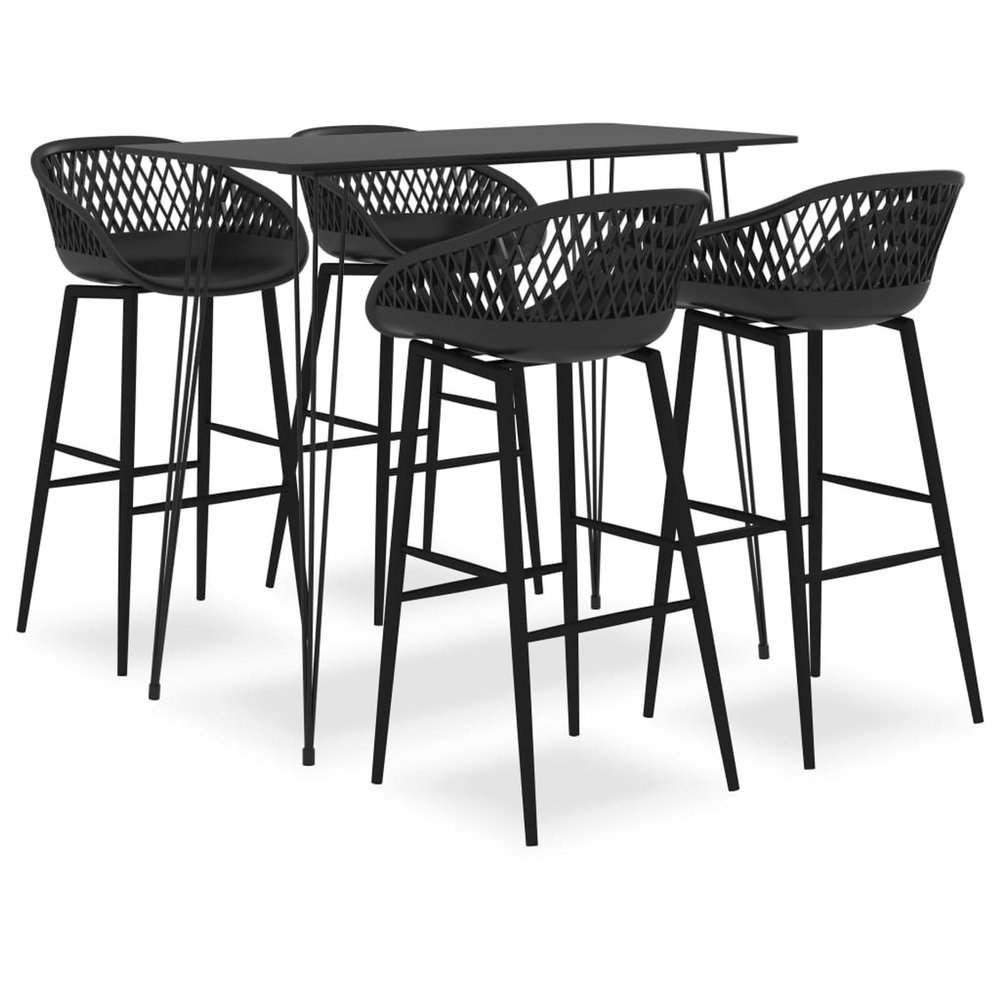 GuyAna 5-Piece Bar Set, Black, Mini Kitchen Dining Table with 5 Chairs