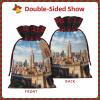 New York City Christmas Burlap Drawstring Gift Bag view 3