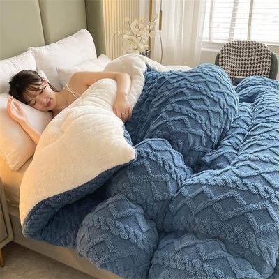 TUCVZVO Winter Quilt, Lamb-Cashmere Style, Blue, 150 x 200 cm, 2 kg