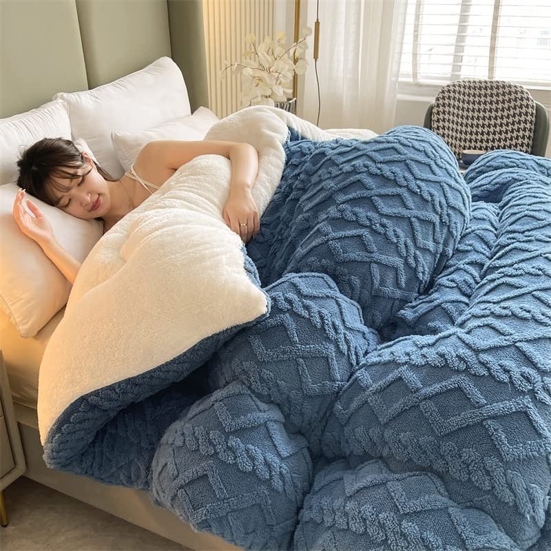 TUCVZVO Winter Quilt, Lamb-Cashmere Style, Blue, 150 x 200 cm, 2 kg