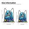 Personalized Ocean Dolphin Print Drawstring Backpack, Black, M view 4