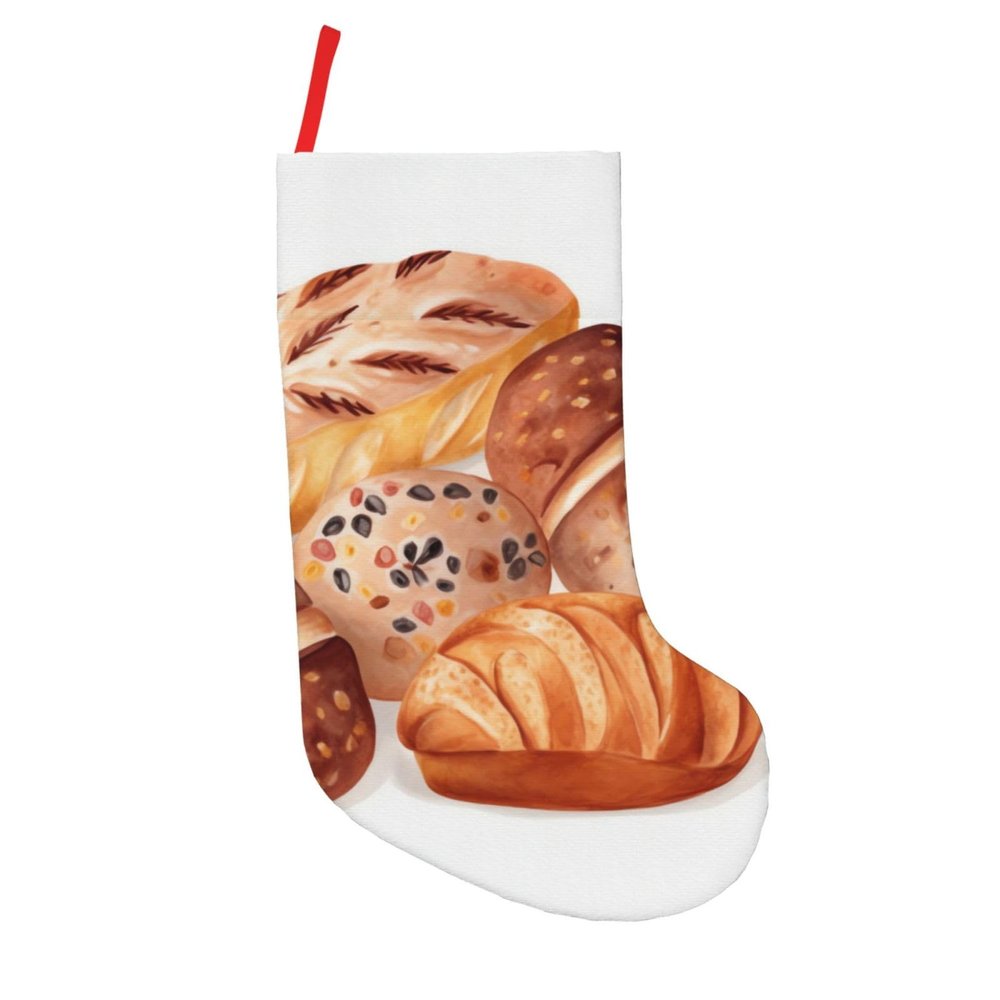 Rldobofe Painted Bread Personalized Christmas Stocking for Fireplace Decor