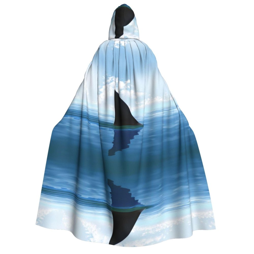 Jadery Blue Fish Halloween Hooded Cape for Adults