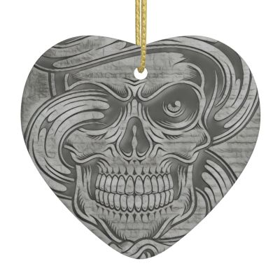 LAMAME Venom Skull Heart-Shaped Ceramic Christmas Tree Ornament