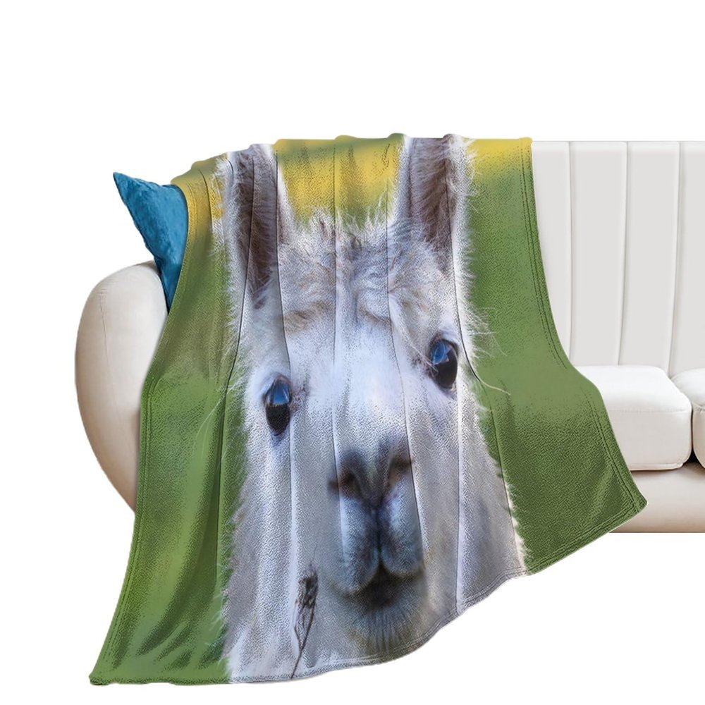 NIBABAEU Cute Alpaca-Llama Fleece Throw Blanket, 75 x 100 cm