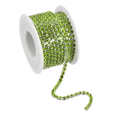 Sourcing Map 1 Roll 5 m x 4 mm Crystal Rhinestone Chain Trim, Silver/Light Green