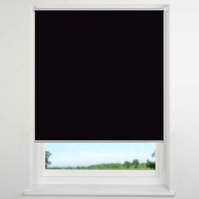 Blackout Double Roller Blind, No-Drill Clamp-Fit, 110 x 180 cm, Black