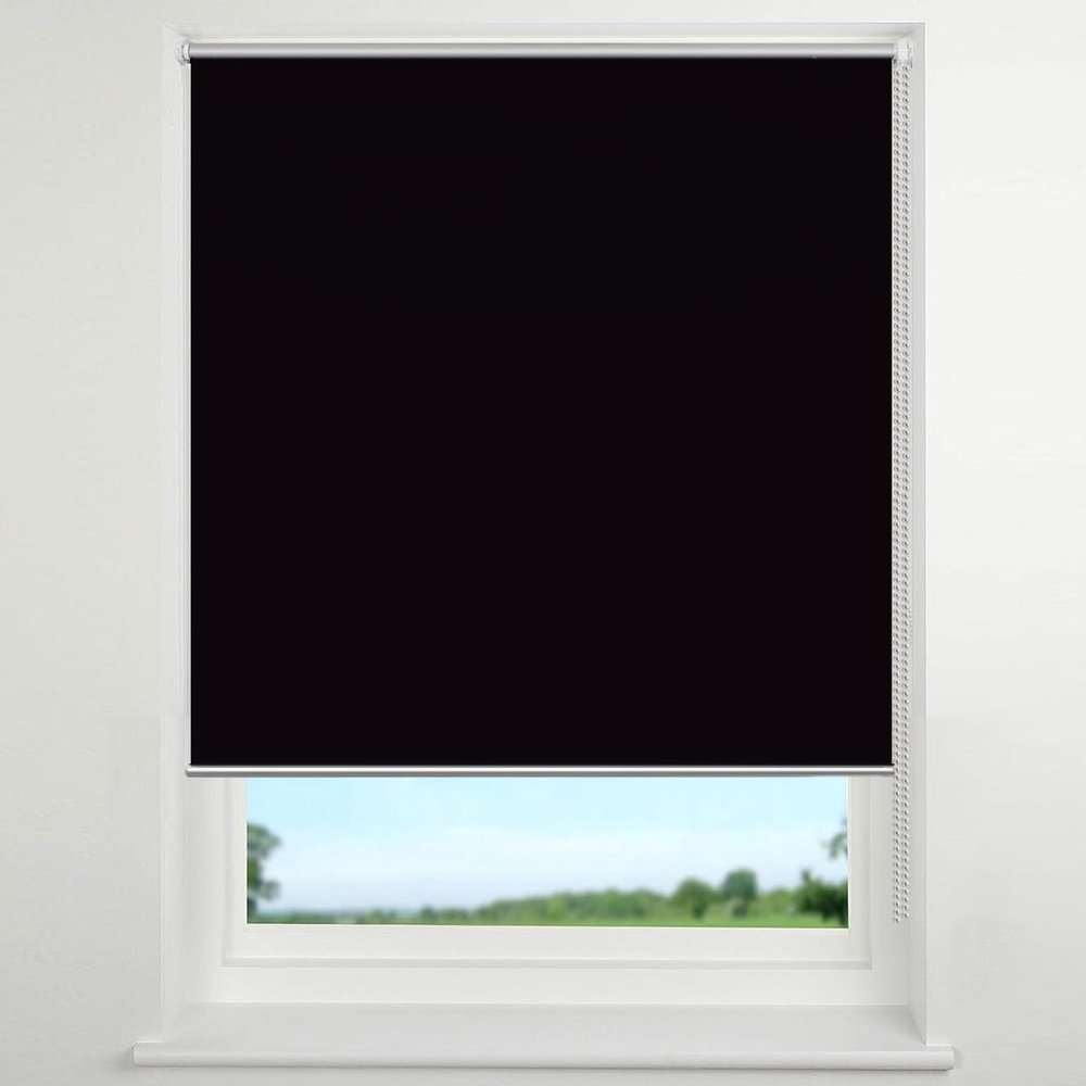 Blackout Double Roller Blind, No-Drill Clamp-Fit, 110 x 180 cm, Black